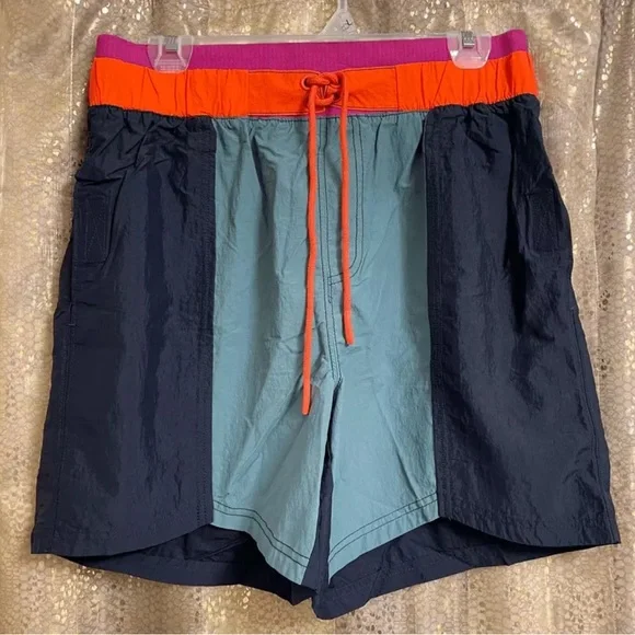 Free People FP Movement Sun Daze Board Shorts Navy Combo Colorblock S NWOT